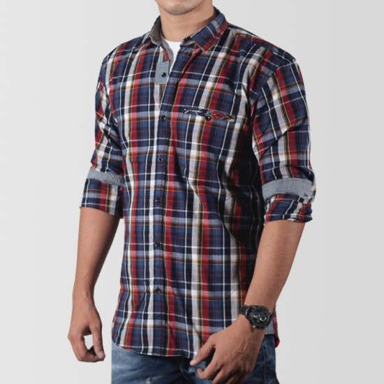 Multicolour Checkered Woven Shirt For Men 